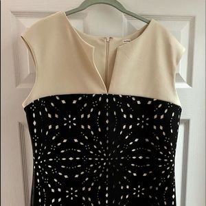Cream & Black laser cut sheath dress NWOT